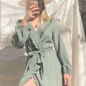 Sage wrap around dress